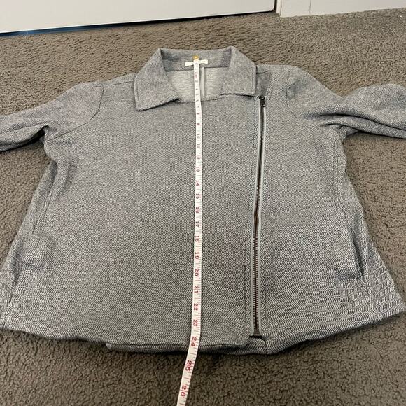 Eileen Fisher Women Size M Moon Herringbone Tweed Knit Motorcycle Jacket - Picture 11 of 13